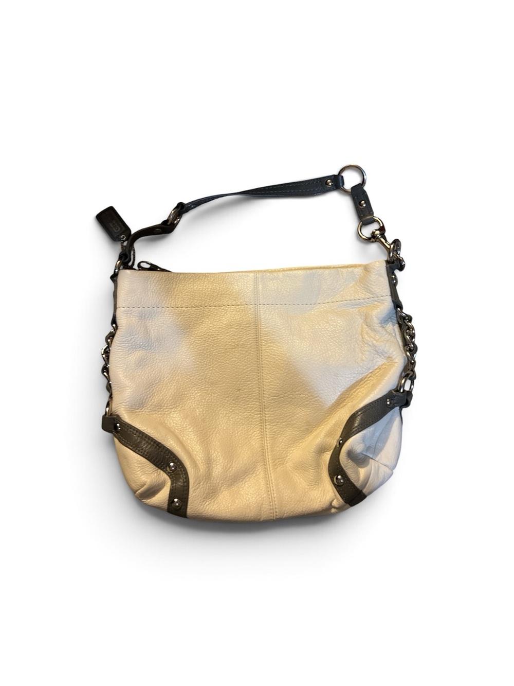 Coach whote Leather Shoulder Bag with grey Trim